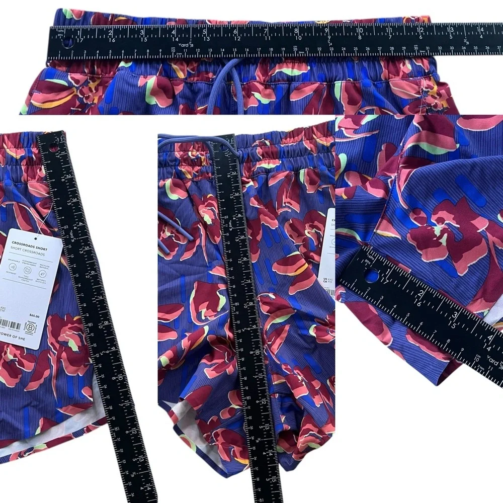 Athleta Womens XXS Blue Purple Pink Floral Crossroads Shorts Run Athletic 881779